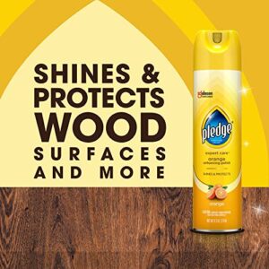 Pledge Expert Care Wood Polish Spray, Shines and Protects, Removes Fingerprints, Orange, 9.7 oz (Pack of 1)