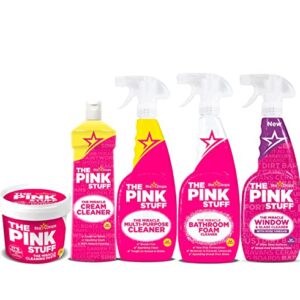 Stardrops - The Pink Stuff - The Miracle Cleaning Paste, Multi-Purpose Spray, Bathroom Foam Spray, Window & Glass Cleaner, and Cream Cleaner Bundle