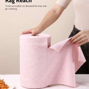 Fantasticlean Microfiber Cleaning Cloth Roll -75 Pack, 12x12", Tear Away Towels, Reusable Washable Rags (Pink)