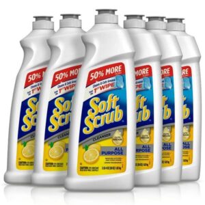 soft scrub all purpose cleaner, surface cleanser, lemon, 36 fluid ounces, 6 count