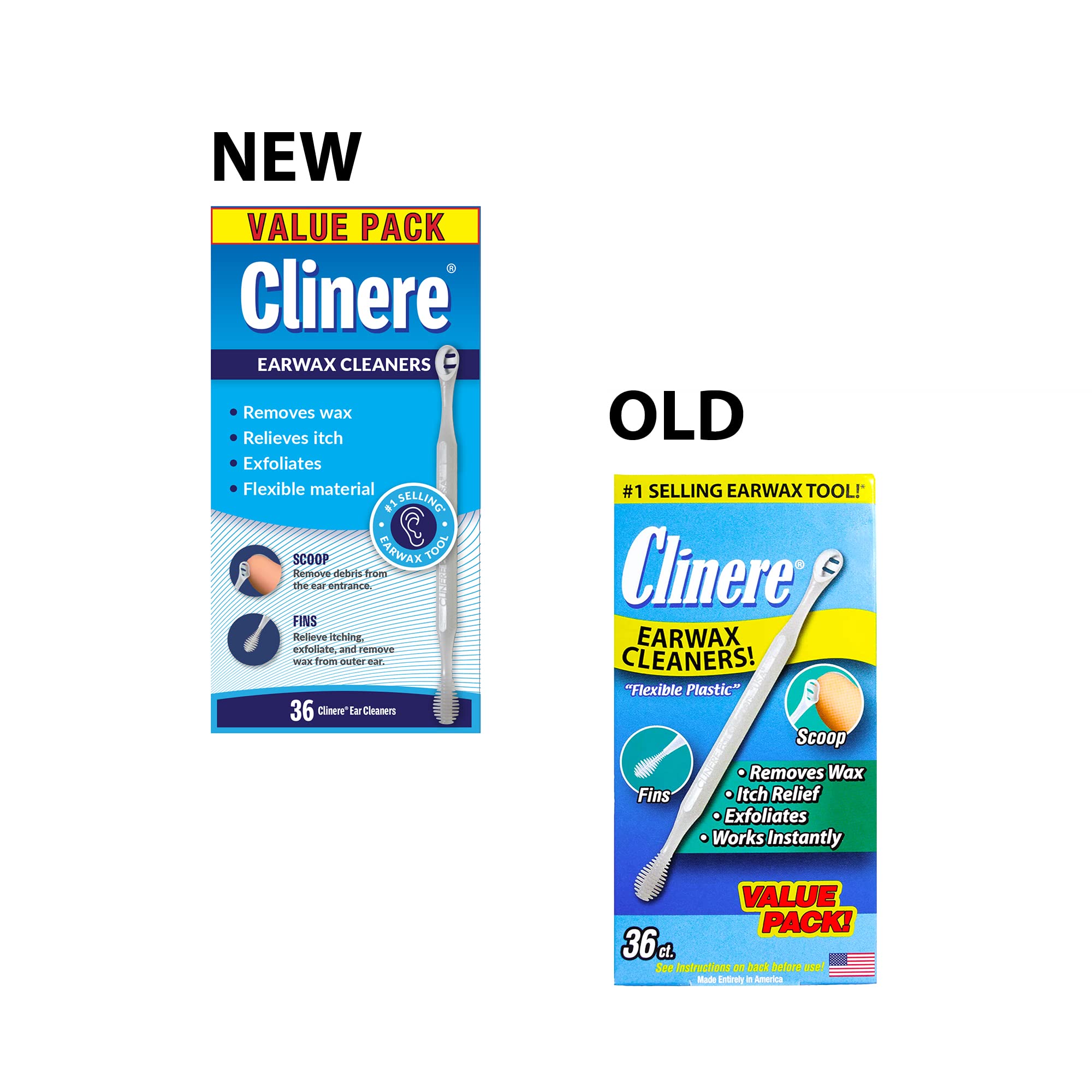 Clinere® Ear Cleaners Club Value Pack, 36 Count Earwax Remover Tool Safely and Gently Cleaning Ear Canal at Home, Itch Relief, Ear Wax Buildup, Works Instantly