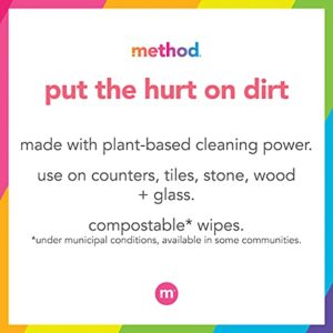 Method All-Purpose Cleaning Wipes, Pink Grapefruit, Multi-Surface, Compostable, 70 Count (Pack of 3)