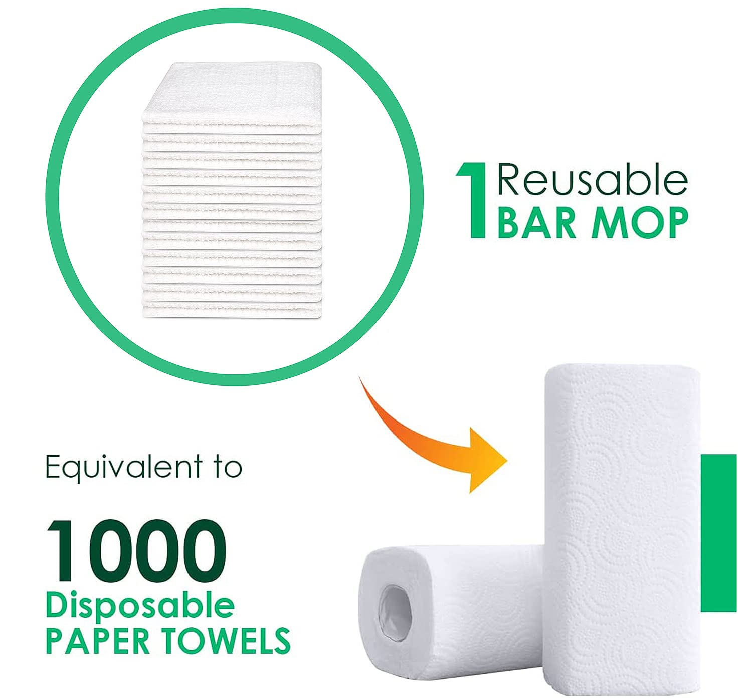 ZUPERIA Bar Mop Kitchen Towels- 12 Pack, 16 x 19 Inches, Bar Mop Towels -100% Cotton Barmops Towels - Super Absorbent, Multi-Purpose for Home, Kitchen and Bar Cleaning (White)