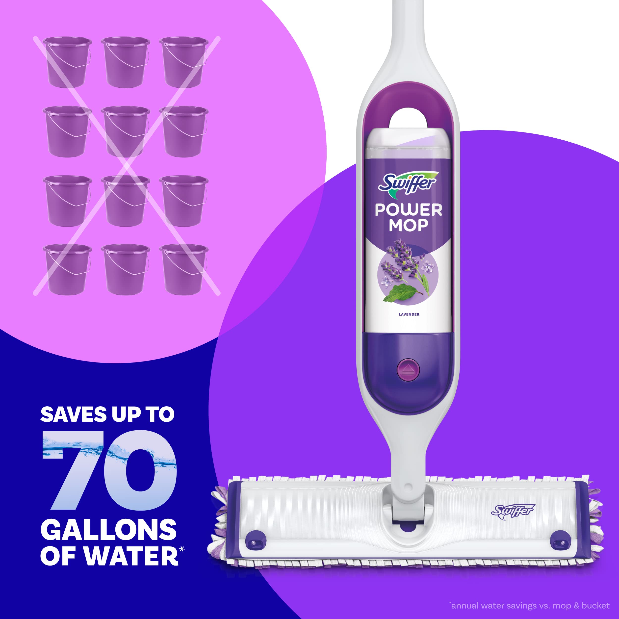 Swiffer PowerMop Multi-Surface Refill Pack for Floor Cleaning, Pack includes 5 Mopping Pad Refills, 1 Floor Cleaning Solution with Lavender Scent