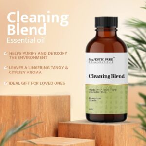 Majestic Pure Cleaning Essential Oil Blend | 100% Pure & Natural Premium Grade Oil for DIY Products, Cleaning | Blend of Lemon, Orange, Peppermint, Citronella | for Aromatherapy & Diffuser | 1oz