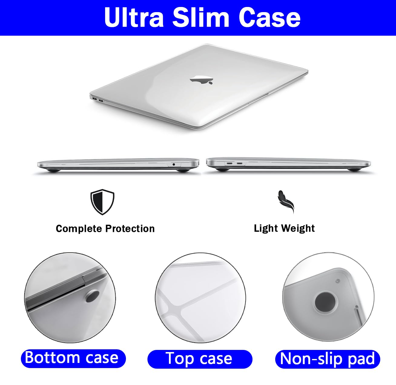 Case Compatible with MacBook Air 13 inch Case, RKINC 2022, 2021-2018 Release A2337 M1 A2179 A1932 Retina Display Touch ID, Plastic Hard Shell & Keyboard Cover & Screen Protector (Transparent)