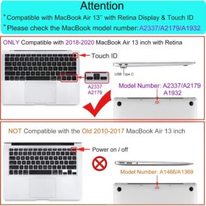 Case Compatible with MacBook Air 13 inch Case, RKINC 2022, 2021-2018 Release A2337 M1 A2179 A1932 Retina Display Touch ID, Plastic Hard Shell & Keyboard Cover & Screen Protector (Transparent)