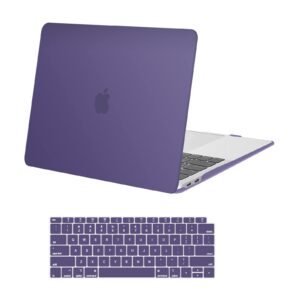 mosiso compatible with macbook air 13 inch case 2022 2021 2020 2019 2018 release a2337 m1 a2179 a1932 retina display with touch id, plastic hard shell case & keyboard cover skin, imperial purple