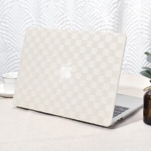 seorsok compatible with macbook air 13 inch case2022 2021 2020 2019 2018 release a1932 a2179 m1 a2337 touch id,elegant leather plastic hard shell case transparent keyboard cover,beige pvc grid