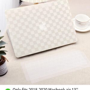 Seorsok Compatible with MacBook Air 13 Inch Case2022 2021 2020 2019 2018 Release A1932 A2179 M1 A2337 Touch ID,Elegant Leather Plastic Hard Shell Case Transparent Keyboard Cover,Beige PVC Grid