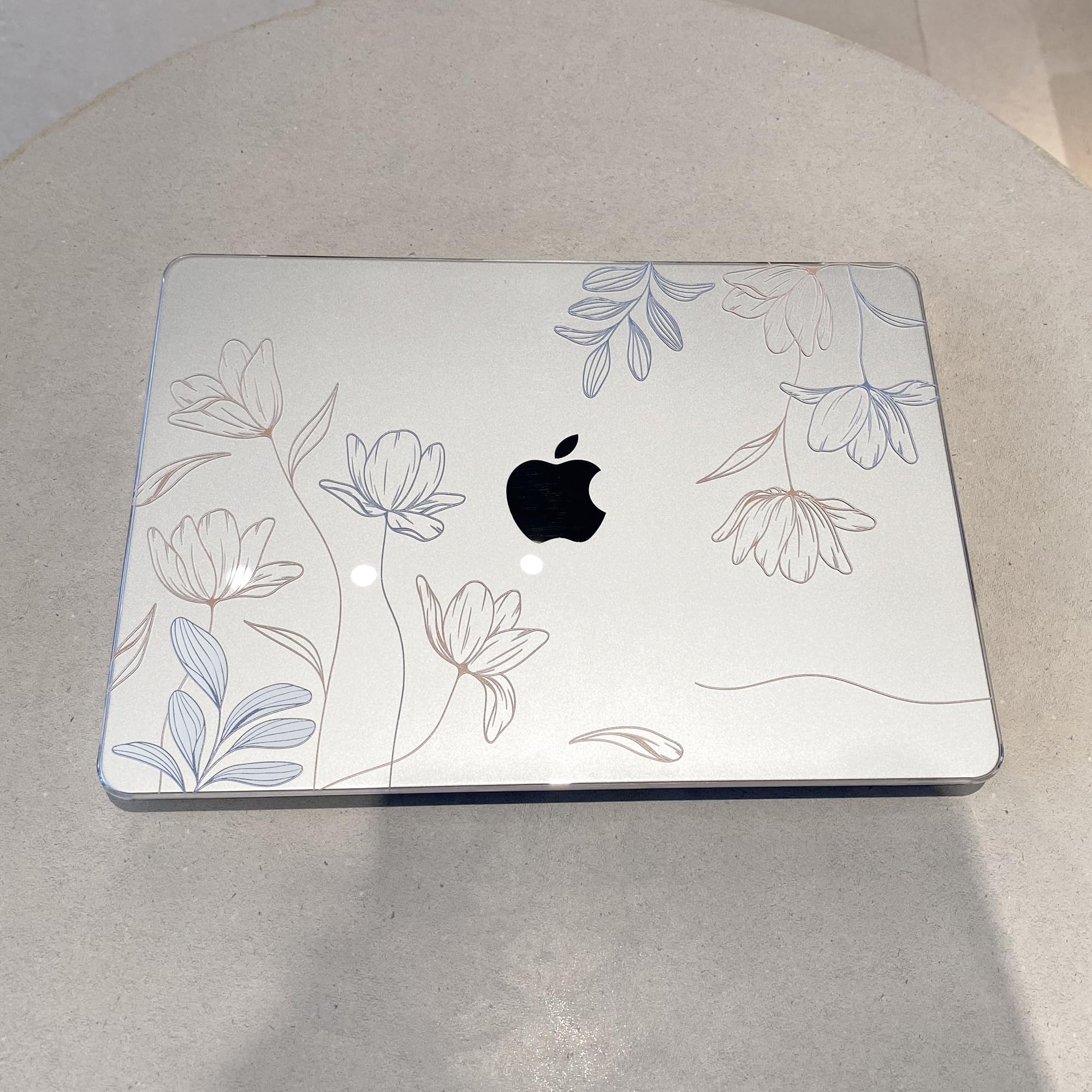 MEEgoodo for MacBook Air 13.3 inch Case 2021 2020 2019 2018 A2337 M1 A2179 A1932, Clear Case for MacBook Air M1, Hard Shell with Keyboard Webcam Cover & Trackpad Film & Type C Adapter,Engraving Floral