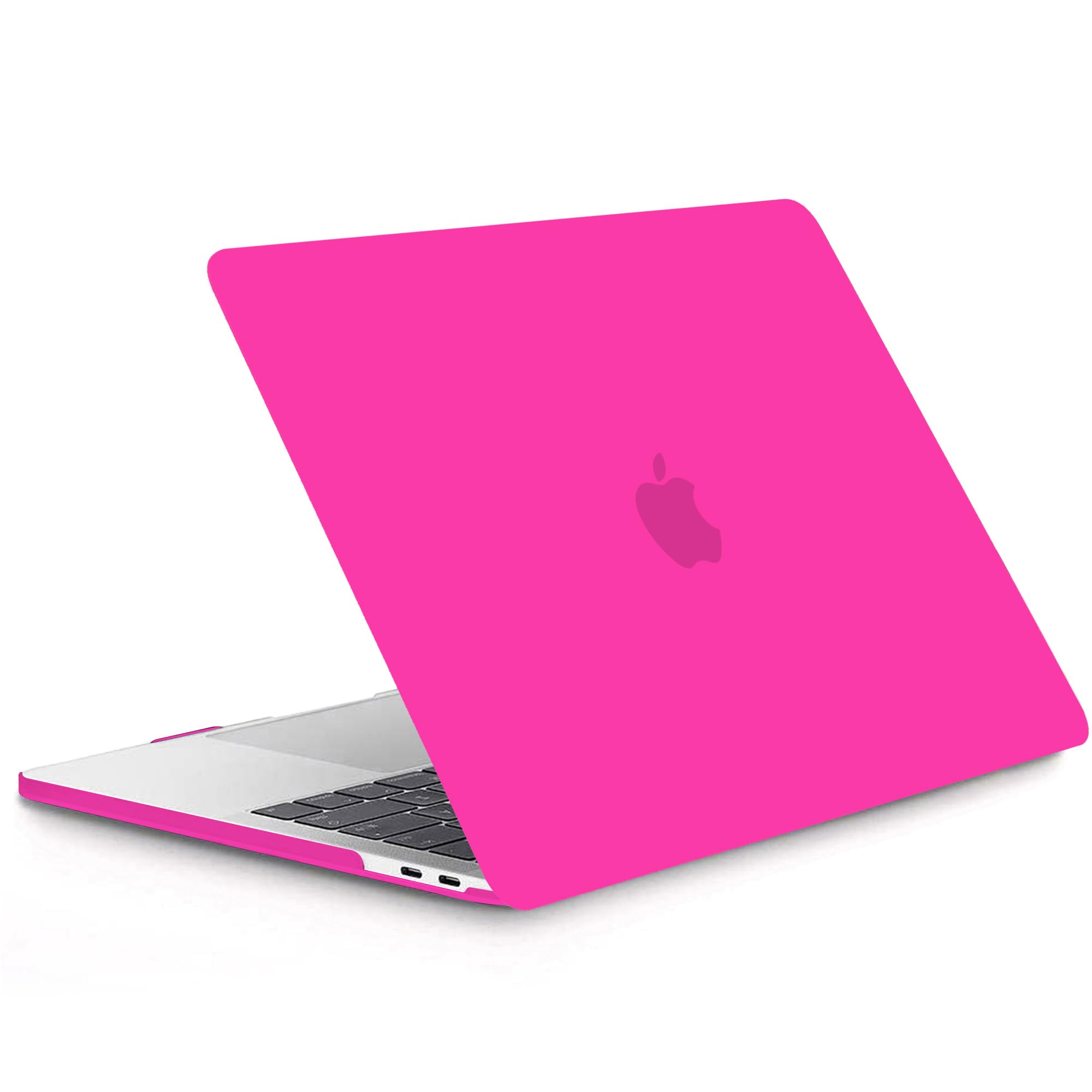 G JGOO Compatible with MacBook Air 13 inch Case 2022 2021 2020 2019 2018 Release M1 A2337 A2179 A1932 Touch ID, Matte Plastic Laptop Hard Shell Case + 2 Keyboard Covers + Screen Protector, Hot Pink