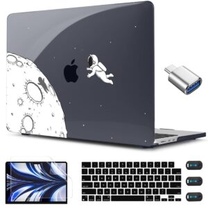 cissook case compatible with macbook air 13.6 inch 2022 2024 release model a2681 m2 a3113 m3 astronaut, clear black space hard shell with keyboard cover for macbook air 13.6" with touch id, astronaut