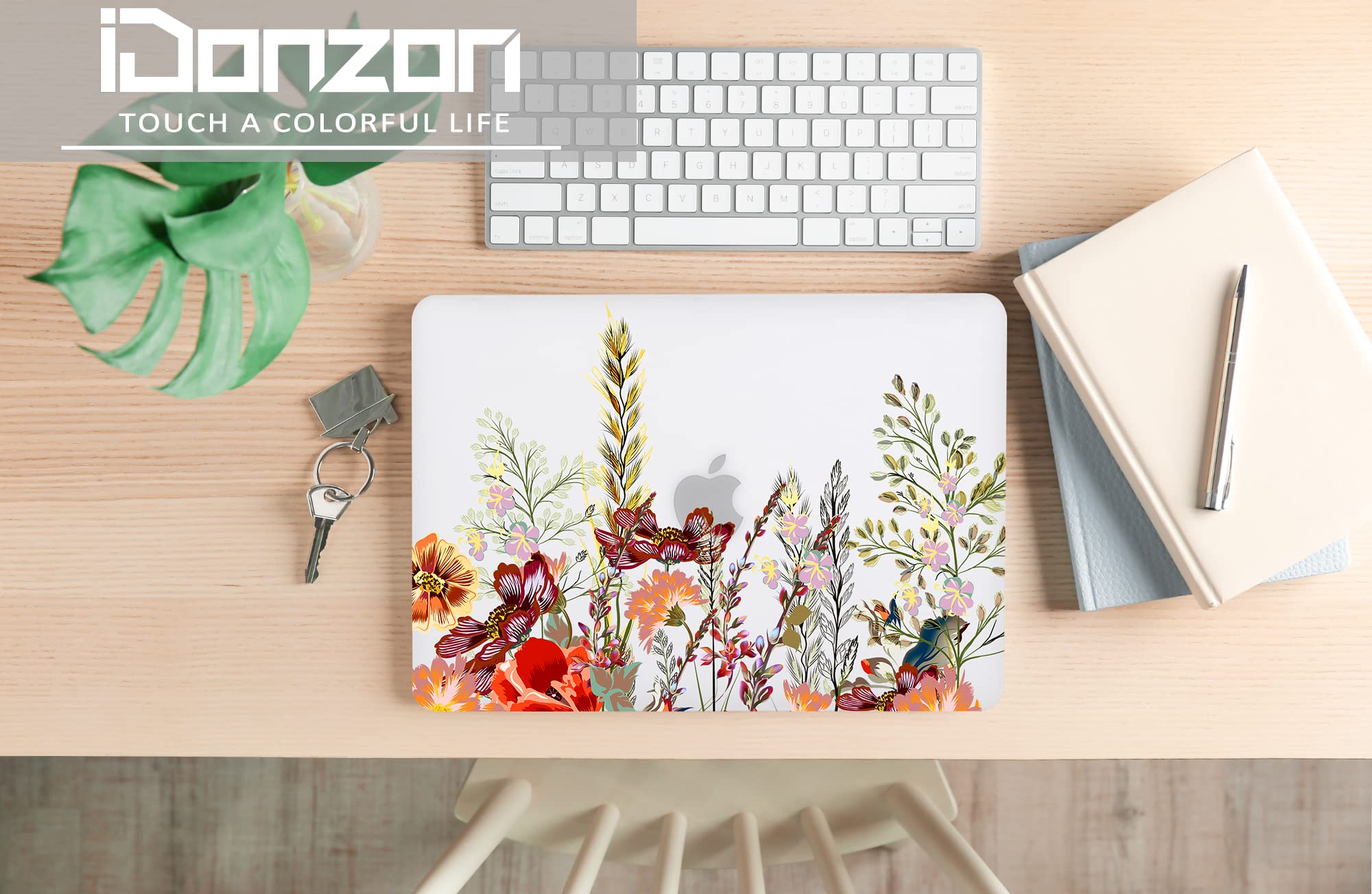 iDonzon Case for MacBook Air 13 inch M1 A2337 A2179 A1932 2022-2018 Release, 3D Effect Matte Clear See Through Hard Cover&Keyboard Cover Compatible Air 13.3 with Retina Display Touch ID, Field Flowers