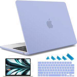 may chen compatible with macbook air 15 inch case 2024 2023 new m3 m2 model a3114 a2941, protective cover for laptop hard shell with keyboard cover + screen protector - matte airy blue