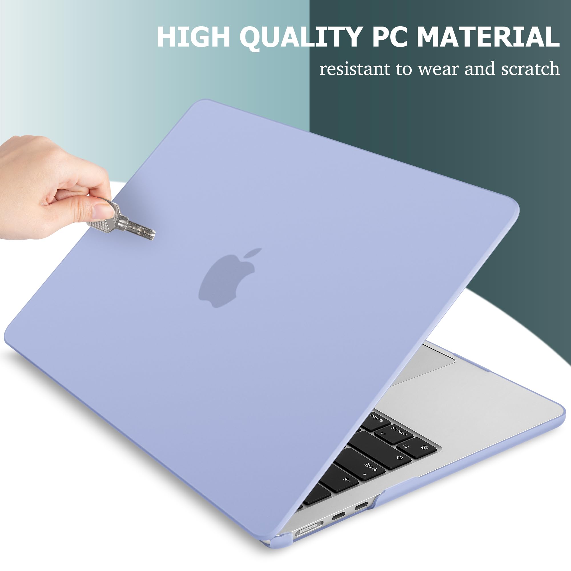 May Chen Compatible with MacBook Air 15 inch Case 2024 2023 New M3 M2 Model A3114 A2941, Protective Cover for Laptop Hard Shell with Keyboard Cover + Screen Protector - Matte Airy Blue