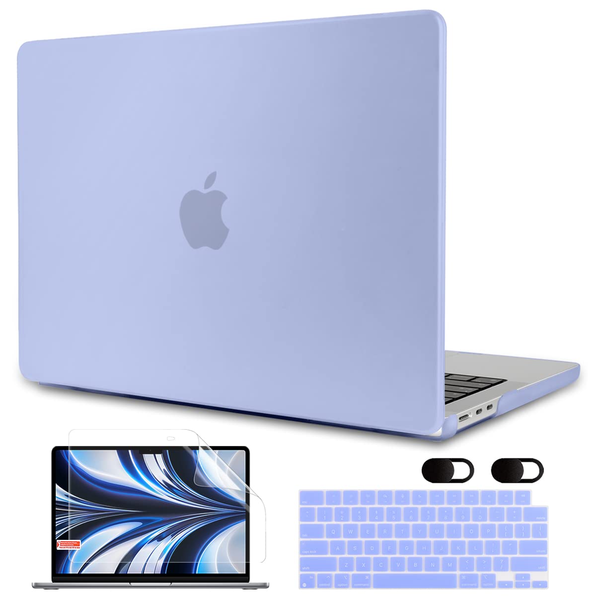 MEEgoodo Case for M3 MacBook Air 13.6 inch CaseCase 2024 2022,Fit Model A3113 A2681 with M3 M2 Chip, Laptop Hard Shell Cases with Keyboard Cover & Camera Cover for MacBook Air M2, Matte Airy Blue