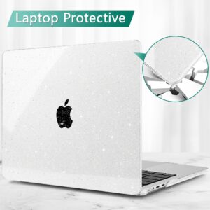 May Chen Compatible with M3 MacBook Air 13.6 inch Case 2022 2023 2024 A3113 A2681 M2 Chip, Plastic Hard Shell Case for MacBook Air 13.6" with Liquid Retina display Fits Touch ID, Clear Glitter