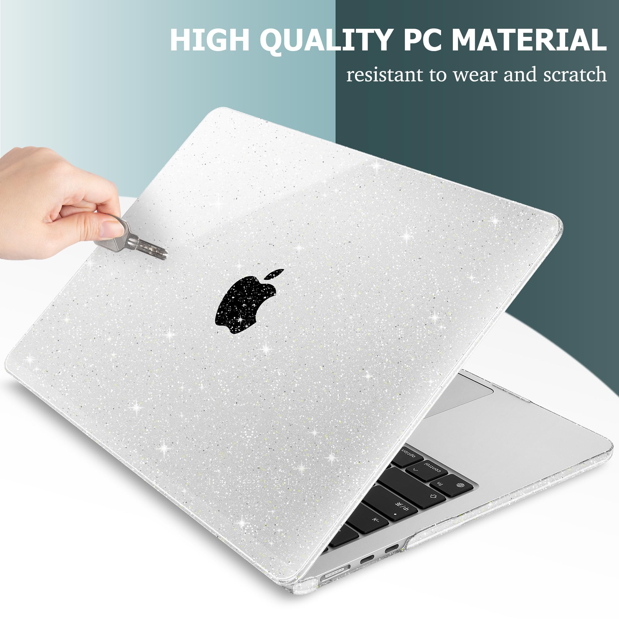 May Chen Compatible with M3 MacBook Air 13.6 inch Case 2022 2023 2024 A3113 A2681 M2 Chip, Plastic Hard Shell Case for MacBook Air 13.6" with Liquid Retina display Fits Touch ID, Clear Glitter