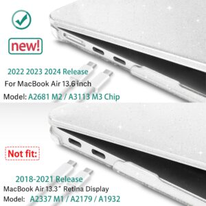 May Chen Compatible with M3 MacBook Air 13.6 inch Case 2022 2023 2024 A3113 A2681 M2 Chip, Plastic Hard Shell Case for MacBook Air 13.6" with Liquid Retina display Fits Touch ID, Clear Glitter