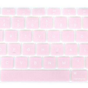 Se7enline compatible with MacBook Air Keyboard Cover 2018-2024 13 inch Protector for MacBook Air 13-Inch Touch ID with Retina Display M1 A2337/A2179 US Layout,Rose Quartz/Baby Pink