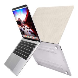 Miwasion Woven Fabric Design Compatible with MacBook Air 13 inch Case,2020 2019 2018 Release(A2337 M1 A2179 A1932),with Touch ID & 2 Pack Keyboard Protectors,Elegant Leather Laptop Hard Shell(Beige)