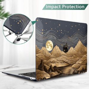 CAMPLALA for MacBook Air 13 inch Case 2021-2018 Release Model A2337 M1 A2179 A1932 - Hard Shell Case & Keyboard Cover & Screen Protector & OTG Adapter Suitable MacBook Air 13", Ink Mountain