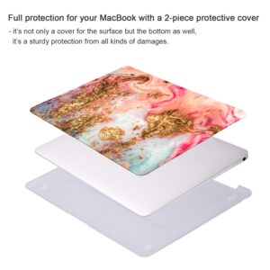 iCasso Compatible with MacBook Air 13 inch Case 2021-2018 Release A2337/A1932/A2179, Hard Shell Case Cover and Keyboard Cover Only for MacBook Air 13'' with Touch ID Retina Display - Golden Marble