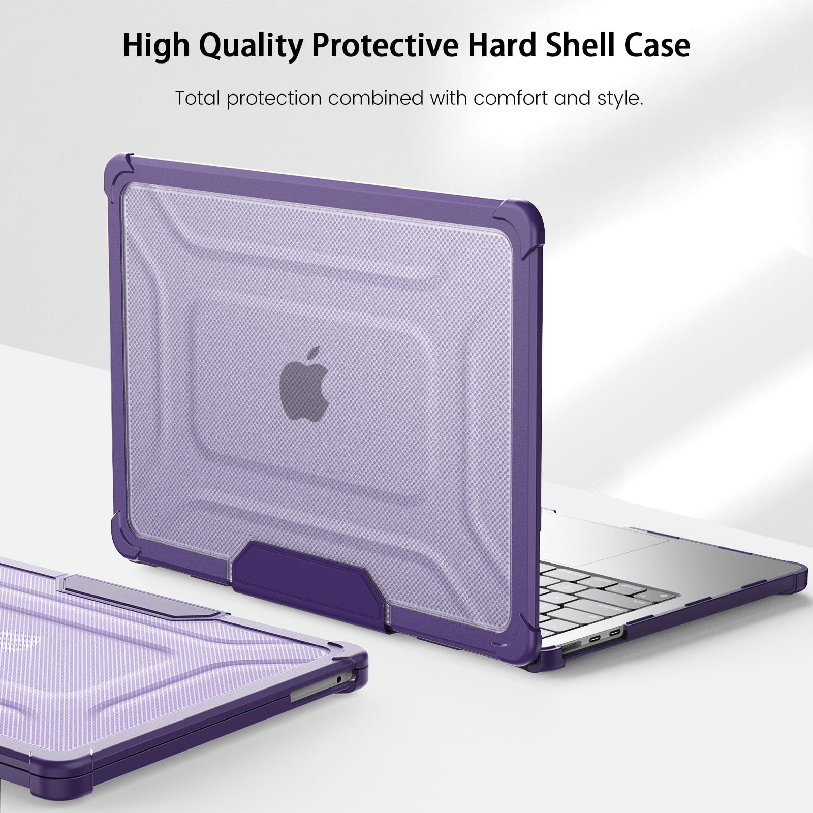 Teryeefi for 2020 2019 2018 MacBook Air 13 inch Case M1 A2337 A2179 A1932, [Shockproof] [Heavy Duty] Hard Shell with Fold Kickstand Function + Keyboard Cover + Screen Protector+OTG Adapter, Purple