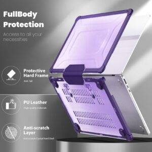 Teryeefi for 2020 2019 2018 MacBook Air 13 inch Case M1 A2337 A2179 A1932, [Shockproof] [Heavy Duty] Hard Shell with Fold Kickstand Function + Keyboard Cover + Screen Protector+OTG Adapter, Purple