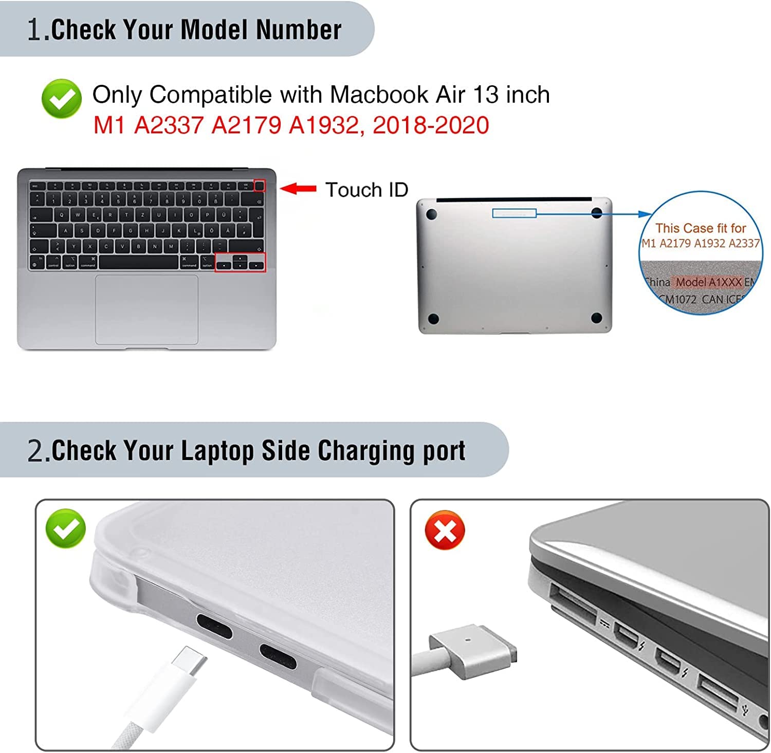 BlueSwan New Upgraded MacBook Air 13 inch Case 2018-2021 Model M1 A2337 A2179 A1932, Anti-Cracking and Anti-Fingerprint Hard Shell Case, TPU+PC, Frosted Clear