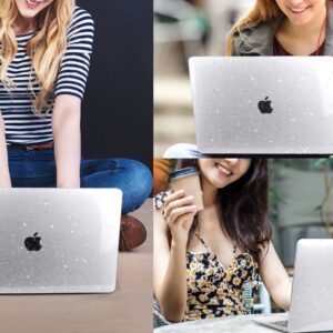 CISSOOK Clear Glitter Star Case for MacBook Air 13 Inch 2021 2020 2019 2018 Release A2337 M1 A2179 A1932, Plastic Sparkly Hard Shell Case with Keyboard Cover for MacBook Air M1 2020-2021 with Touch ID