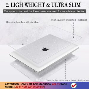 CISSOOK Clear Glitter Star Case for MacBook Air 13 Inch 2021 2020 2019 2018 Release A2337 M1 A2179 A1932, Plastic Sparkly Hard Shell Case with Keyboard Cover for MacBook Air M1 2020-2021 with Touch ID