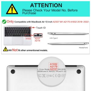 MOSISO Compatible with MacBook Air 13 inch Case 2022 2021 2020 2019 2018 Release A2337 M1 A2179 A1932 Retina Display Touch ID, Plastic Face Sketch Hard Shell & Keyboard Cover & Screen Protector, Black