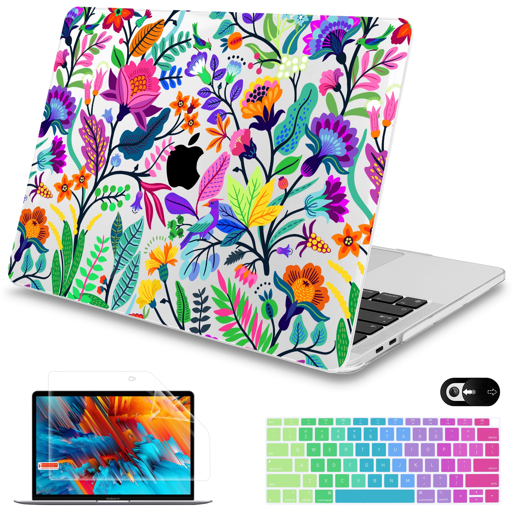 Mektron 2010-2017 for MacBook Air 13 inch Case A1466 A1369, Plastic Hard Shell Case Compatible for Old MacBook Air 13.3-inch 2017, Bright-Coloured Flowers