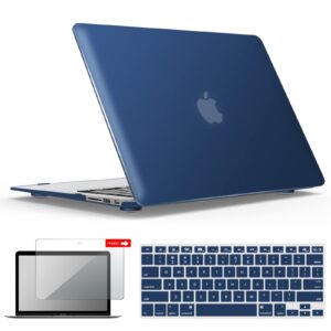 ibenzer compatible with old version macbook air 13 inch case (2017-2010 release), models: a1466/a1369, plastic hard shell case with keyboard & screen cover for mac air 13, navy blue, a13nvbl+2