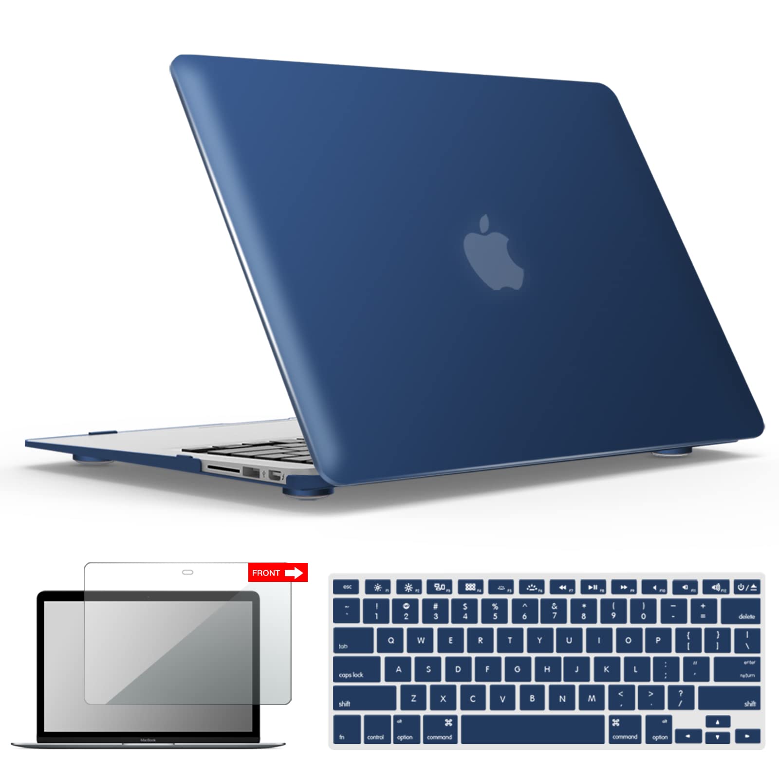 IBENZER Compatible with Old Version MacBook Air 13 Inch Case (2017-2010 Release), Models: A1466/A1369, Plastic Hard Shell Case with Keyboard & Screen Cover for Mac Air 13, Navy Blue, A13NVBL+2