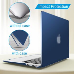 IBENZER Compatible with Old Version MacBook Air 13 Inch Case (2017-2010 Release), Models: A1466/A1369, Plastic Hard Shell Case with Keyboard & Screen Cover for Mac Air 13, Navy Blue, A13NVBL+2