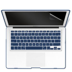 IBENZER Compatible with Old Version MacBook Air 13 Inch Case (2017-2010 Release), Models: A1466/A1369, Plastic Hard Shell Case with Keyboard & Screen Cover for Mac Air 13, Navy Blue, A13NVBL+2