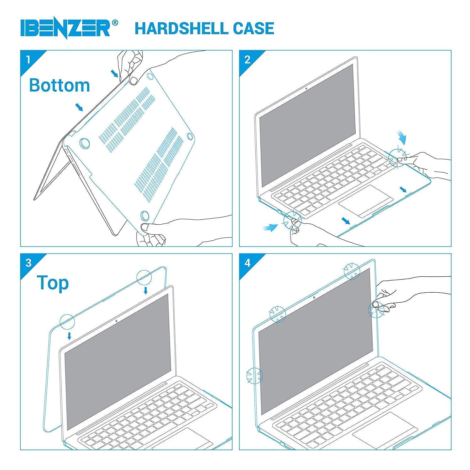 IBENZER Compatible with Old Version MacBook Air 13 Inch Case (2017-2010 Release), Models: A1466/A1369, Plastic Hard Shell Case with Keyboard & Screen Cover for Mac Air 13, Navy Blue, A13NVBL+2