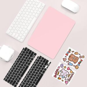 Hianjoo Case Compatible with MacBook Air 13 inch 2022 2021 2020 A2337 M1 A2179 A1932 Touch ID, Hard Shell Case + 2 Keyboard Covers + 2 DIY Stickers, Pink