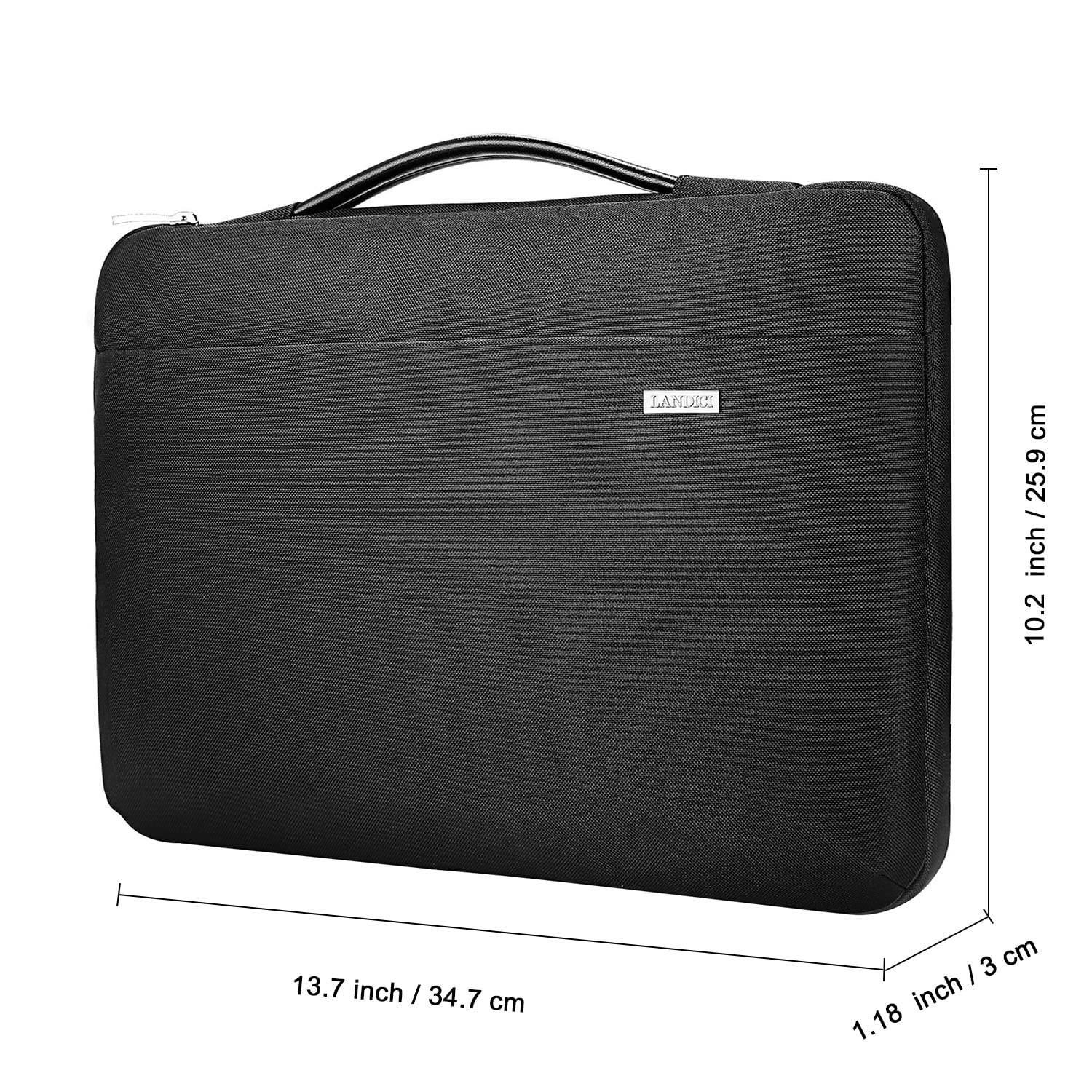 LANDICI Laptop Sleeve Carring Case 13 13.3 13.6 Inch,360°Protective Computer Cover Bag Compatible for MacBook Air 13 M1/M2 2022,MacBook Pro 13 2021,13.5" Surface Laptop 3/4,Chromebook 14,Black