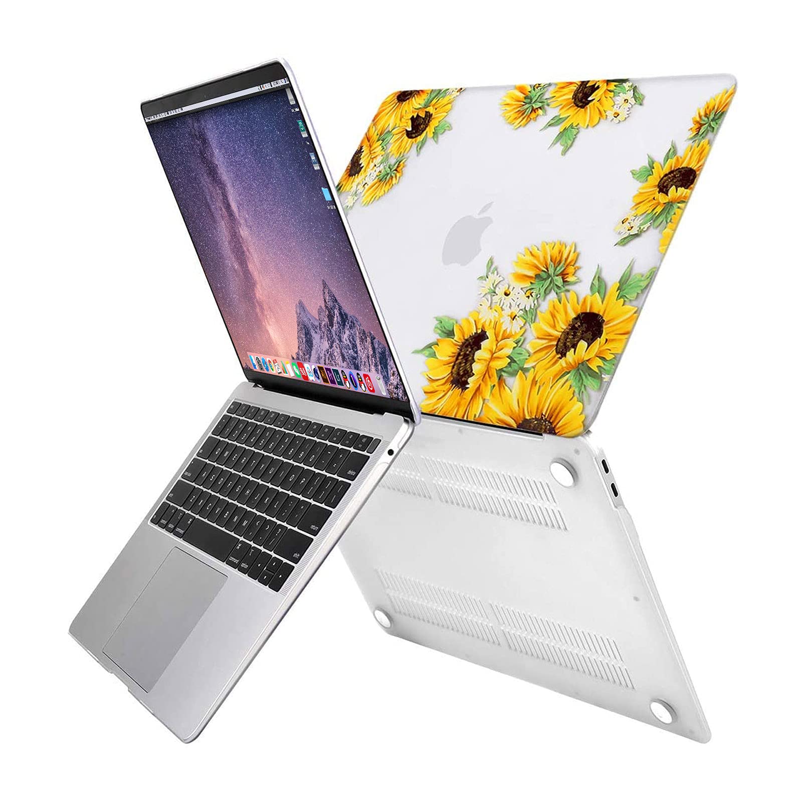 MOSISO Compatible with MacBook Air 13 inch Case 2022 2021 2020 2019 2018 Release A2337 M1 A2179 A1932 Retina Display Touch ID, Plastic Sunflower Hard Shell&Keyboard Cover&Screen Protector, Transparent