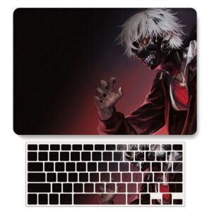 bandless case compatible with macbook air 13 retina 2020 2019 2018 model a2337 m1 a2179 a1932, plastic protective hard shell case + keyboard cover for macbook air 13 inch with touch id - tokyo ghoul