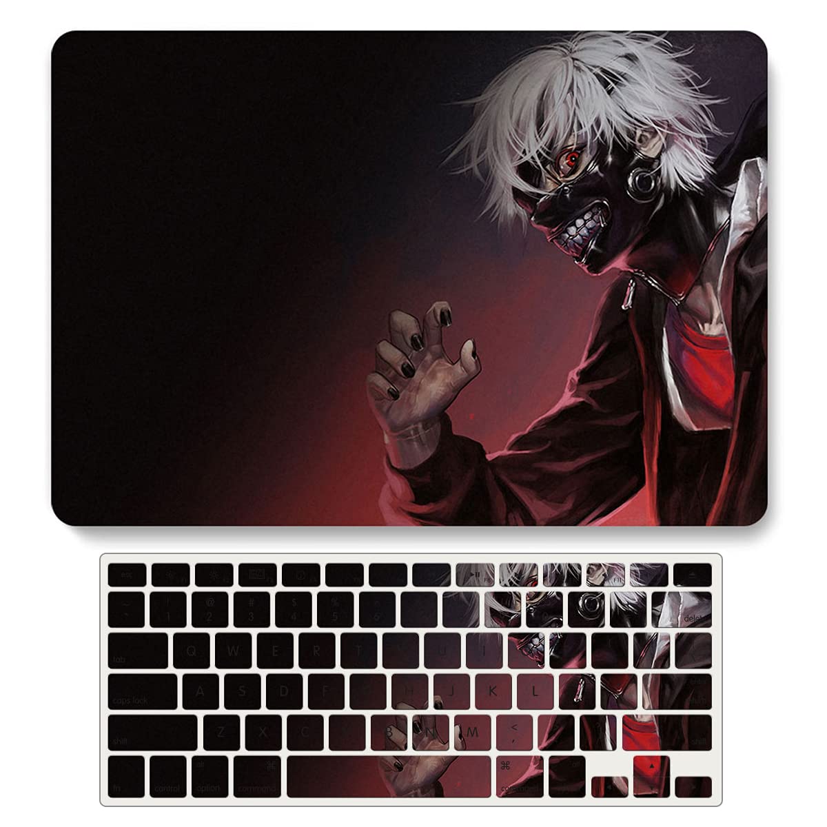 Bandless Case Compatible with MacBook Air 13 Retina 2020 2019 2018 Model A2337 M1 A2179 A1932, Plastic Protective Hard Shell Case + Keyboard Cover for MacBook Air 13 inch with Touch ID - Tokyo Ghoul