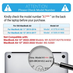 IBENZER Compatible with Old Version MacBook Air 13 Inch Case (2017-2010 Release), Models: A1466/A1369, Plastic Hard Shell Case with Keyboard & Screen Cover for Mac Air 13, Crystal Clear, A13CYCL+2