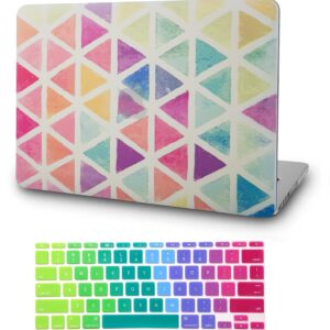 KECC Laptop Case for MacBook Air 13" w/ Keyboard Cover Plastic Hard Shell Case A1466/A1369 2 in 1 Bundle (Color Triangles)