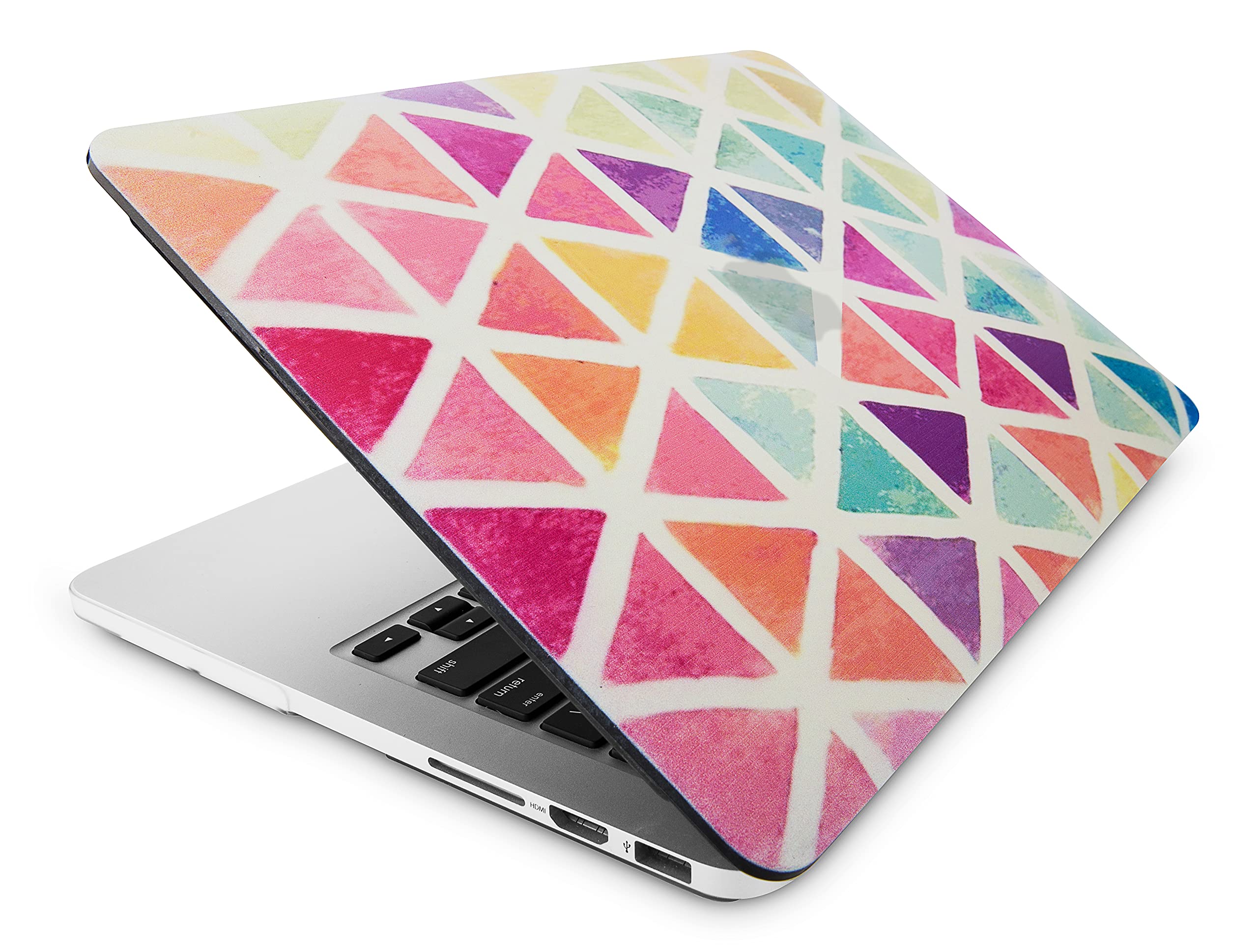 KECC Laptop Case for MacBook Air 13" w/ Keyboard Cover Plastic Hard Shell Case A1466/A1369 2 in 1 Bundle (Color Triangles)