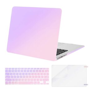 mosiso compatible with macbook air 13 inch case (models: a1369 & a1466, older version 2010-2017 release), plastic pattern hard shell case & keyboard cover skin & screen protector, gradient purple