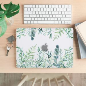 iDonzon Case for MacBook Air 13 inch M1 A2337 A2179 A1932 2022-2018 Release, 3D Effect Matte Clear Hard Cover & Keyboard Cover & Screen Protector Compatible with Air 13.3 Touch ID, Green Plants